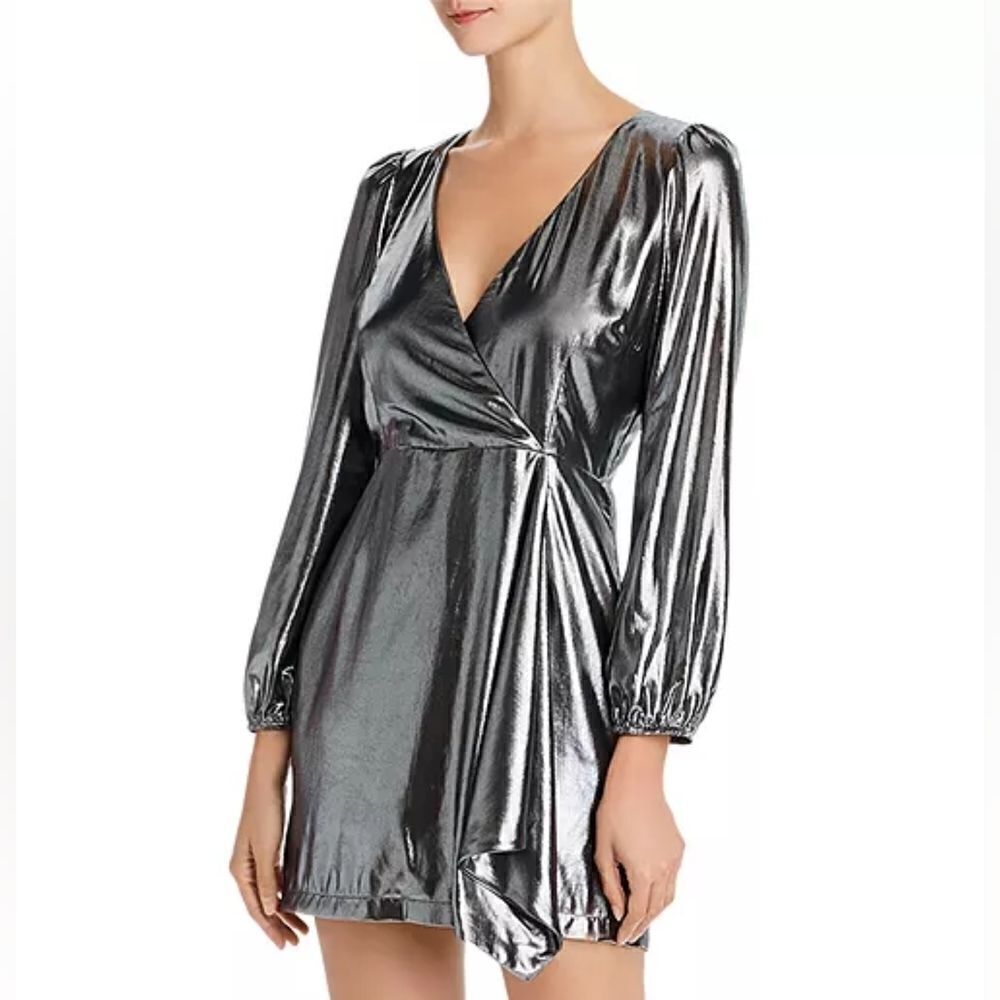 NWT FRENCH CONNECTION Draped Metallic Mini Dress 6